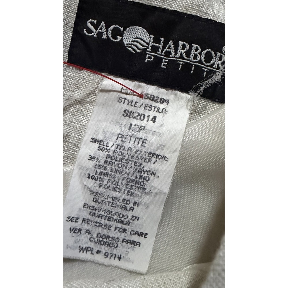Vintage Sag Harbor Ivory Linen Blend Sleeveless Dress, Women's Size 12p Neutral - Picture 3 of 5